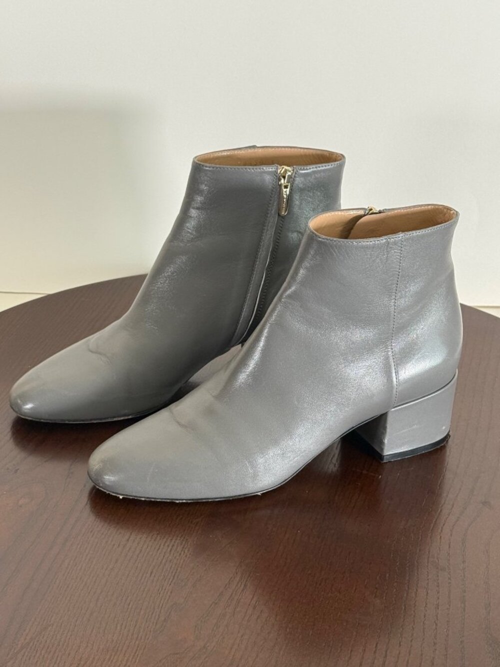 Sergio Rossi Calf Leather Ankle Boots Gray Made in Italy Luxury